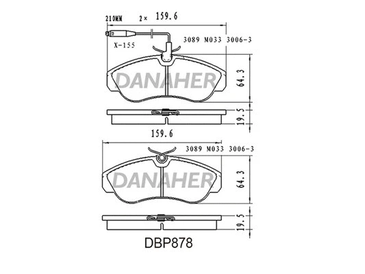 DBP878 DANAHER Комплект тормозных колодок, дисковый тормоз (фото 1)