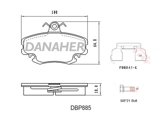 DBP885 DANAHER Комплект тормозных колодок, дисковый тормоз (фото 1)