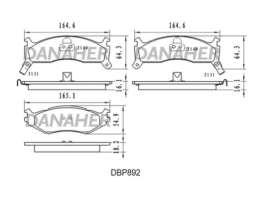 DBP892 DANAHER Комплект тормозных колодок, дисковый тормоз (фото 1)