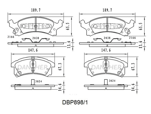 DBP898/1 DANAHER Комплект тормозных колодок, дисковый тормоз (фото 1)