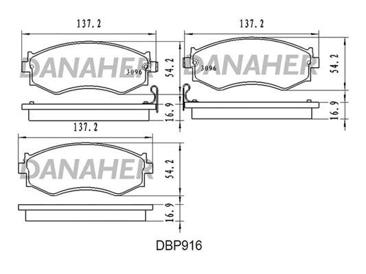 DBP916 DANAHER Комплект тормозных колодок, дисковый тормоз (фото 1)