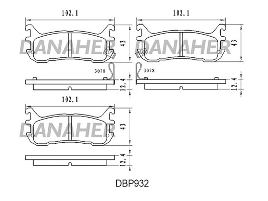 DBP932 DANAHER Комплект тормозных колодок, дисковый тормоз (фото 1)