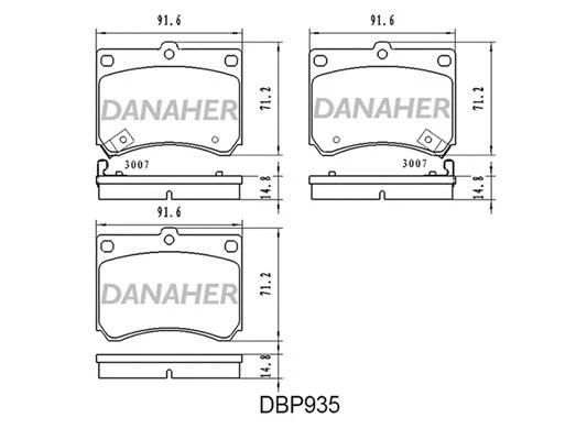 DBP935 DANAHER Комплект тормозных колодок, дисковый тормоз (фото 1)