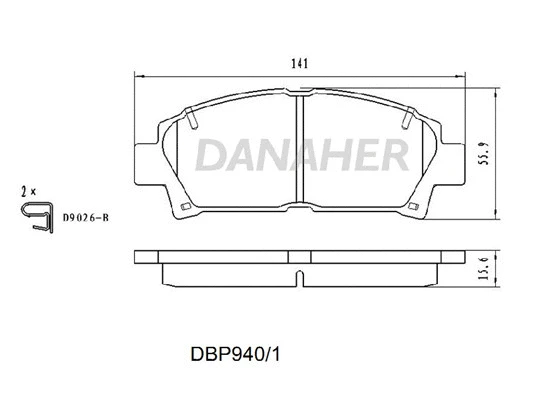 DBP940/1 DANAHER Комплект тормозных колодок, дисковый тормоз (фото 1)