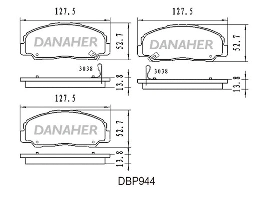 DBP944 DANAHER Комплект тормозных колодок, дисковый тормоз (фото 1)