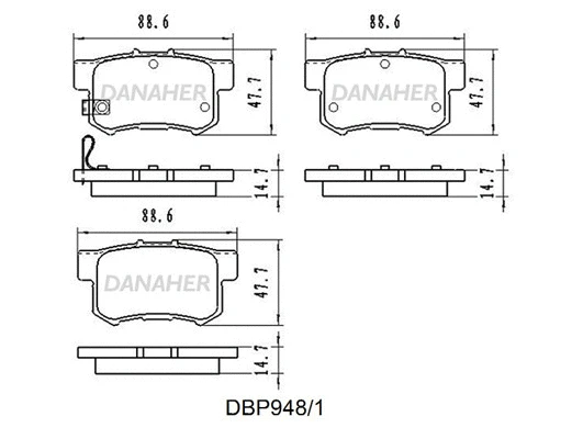 DBP948/1 DANAHER Комплект тормозных колодок, дисковый тормоз (фото 1)