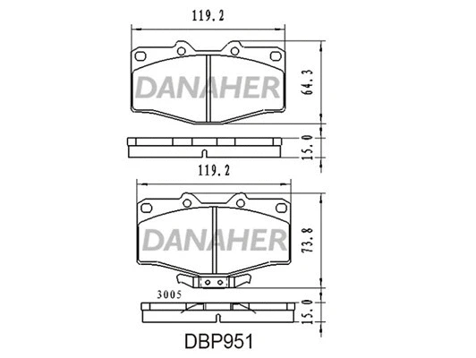 DBP951 DANAHER Комплект тормозных колодок, дисковый тормоз (фото 1)