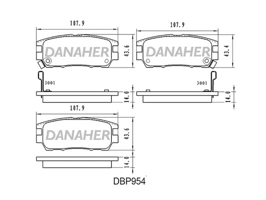 DBP954 DANAHER Комплект тормозных колодок, дисковый тормоз (фото 1)