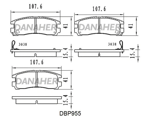 DBP955 DANAHER Комплект тормозных колодок, дисковый тормоз (фото 1)