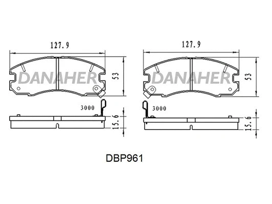 DBP961 DANAHER Комплект тормозных колодок, дисковый тормоз (фото 1)