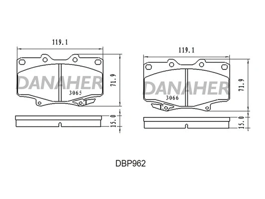 DBP962 DANAHER Комплект тормозных колодок, дисковый тормоз (фото 1)