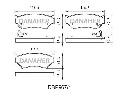 DBP967/1 DANAHER Комплект тормозных колодок, дисковый тормоз (фото 1)