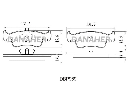 DBP969 DANAHER Комплект тормозных колодок, дисковый тормоз (фото 1)