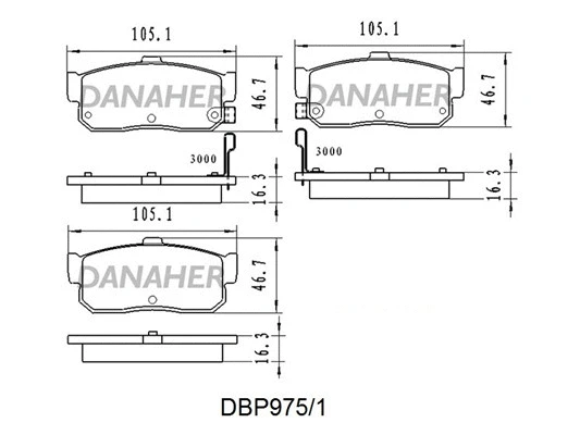 DBP975/1 DANAHER Комплект тормозных колодок, дисковый тормоз (фото 1)