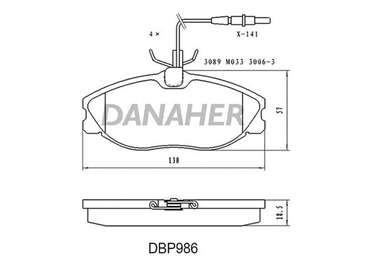 DBP986 DANAHER Комплект тормозных колодок, дисковый тормоз (фото 1)