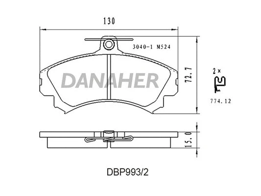 DBP993/2 DANAHER Комплект тормозных колодок, дисковый тормоз (фото 1)