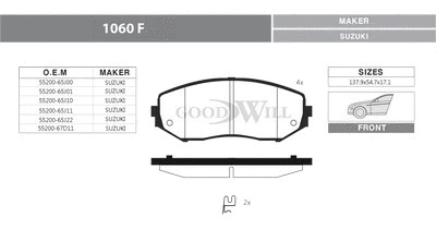 1060 F GOODWILL Комплект тормозных колодок, дисковый тормоз (фото 1)