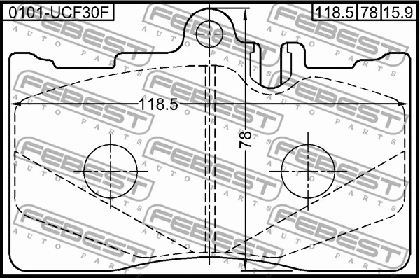 0101-UCF30F FEBEST Комплект тормозных колодок, дисковый тормоз (фото 2)