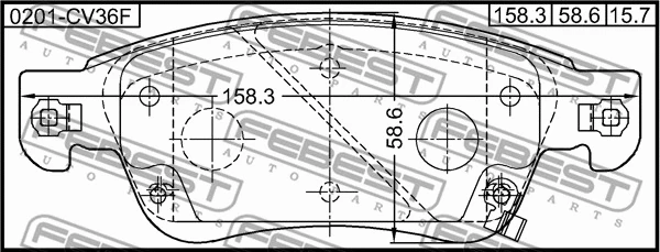 0201-CV36F FEBEST Комплект тормозных колодок, дисковый тормоз (фото 2)