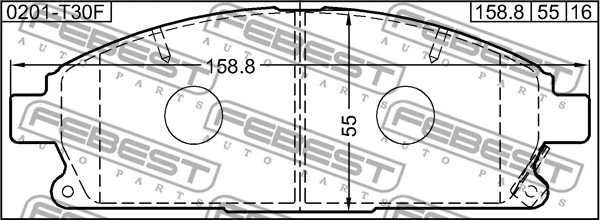 0201-T30F FEBEST Комплект тормозных колодок, дисковый тормоз (фото 2)