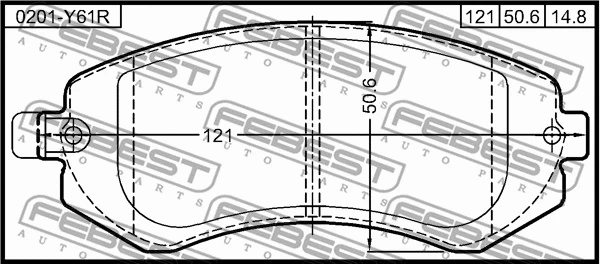 0201-Y61R FEBEST Комплект тормозных колодок, дисковый тормоз (фото 2)