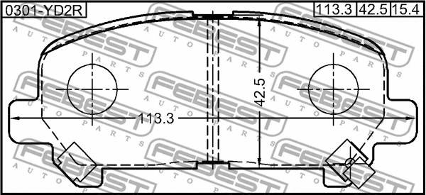 0301-YD2R FEBEST Комплект тормозных колодок, дисковый тормоз (фото 2)