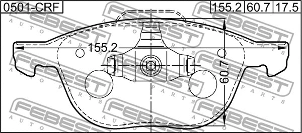 0501-CRF FEBEST Комплект тормозных колодок, дисковый тормоз (фото 2)
