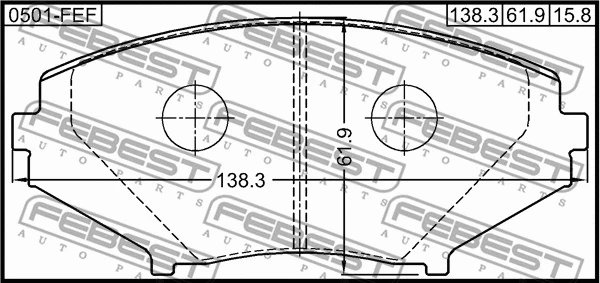 0501-FEF FEBEST Комплект тормозных колодок, дисковый тормоз (фото 2)