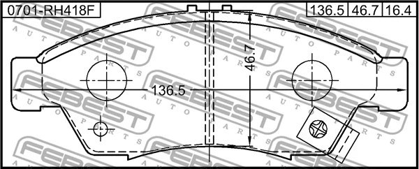 0701-RH418F FEBEST Комплект тормозных колодок, дисковый тормоз (фото 2)
