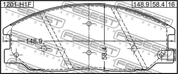 1201-H1F FEBEST Комплект тормозных колодок, дисковый тормоз (фото 2)