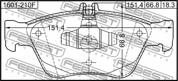 1601-210F FEBEST Комплект тормозных колодок, дисковый тормоз (фото 2)