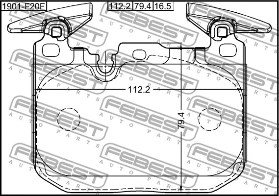 1901-F20F FEBEST Комплект тормозных колодок, дисковый тормоз (фото 2)