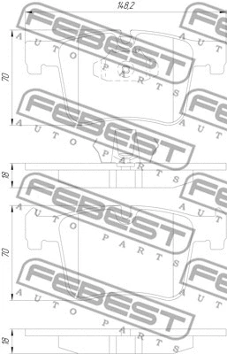 1901-F25F FEBEST Комплект тормозных колодок, дисковый тормоз (фото 2)