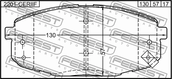 2201-CERIIF FEBEST Комплект тормозных колодок, дисковый тормоз (фото 2)