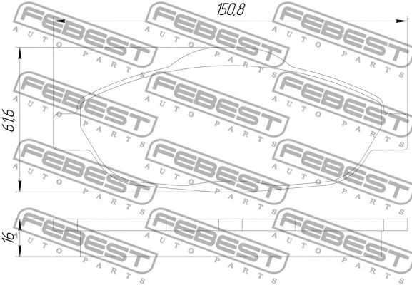 2501-308F FEBEST Комплект тормозных колодок, дисковый тормоз (фото 2)