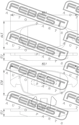 2501-DS4F FEBEST Комплект тормозных колодок, дисковый тормоз (фото 2)