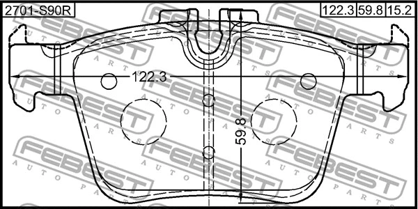 2701-S90R FEBEST Комплект тормозных колодок, дисковый тормоз (фото 2)