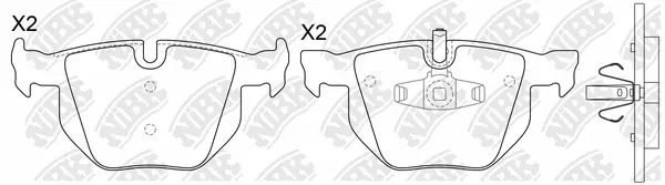 PN0092W NIBK Комплект тормозных колодок, дисковый тормоз (фото 1)