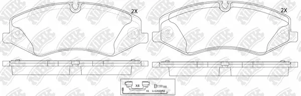 PN0488W NIBK Комплект тормозных колодок, дисковый тормоз (фото 3)