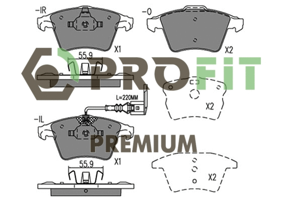 5005-1642 PROFIT Комплект тормозных колодок, дисковый тормоз (фото 1)