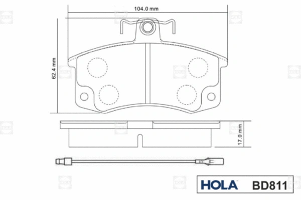 BD811 HOLA Комплект тормозных колодок, дисковый тормоз (фото 3)