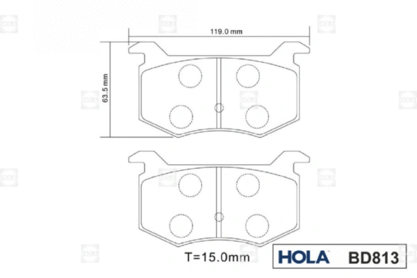 BD813 HOLA Комплект тормозных колодок, дисковый тормоз (фото 3)