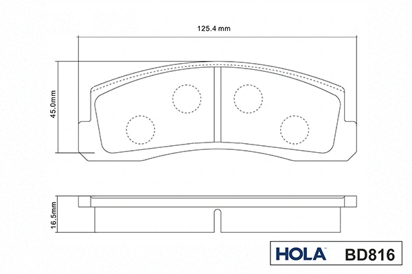 BD816 HOLA Комплект тормозных колодок, дисковый тормоз (фото 2)