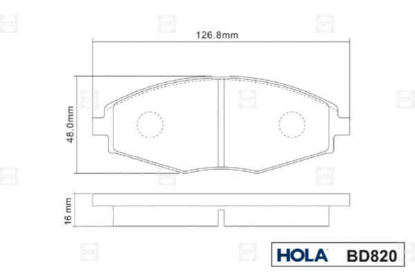 BD820 HOLA Комплект тормозных колодок, дисковый тормоз (фото 3)