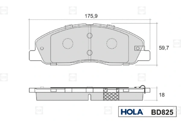 BD825 HOLA Комплект тормозных колодок, дисковый тормоз (фото 1)