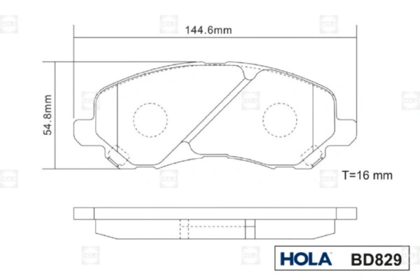 BD829 HOLA Комплект тормозных колодок, дисковый тормоз (фото 3)