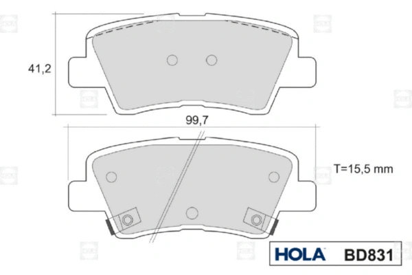 BD831 HOLA Комплект тормозных колодок, дисковый тормоз (фото 3)