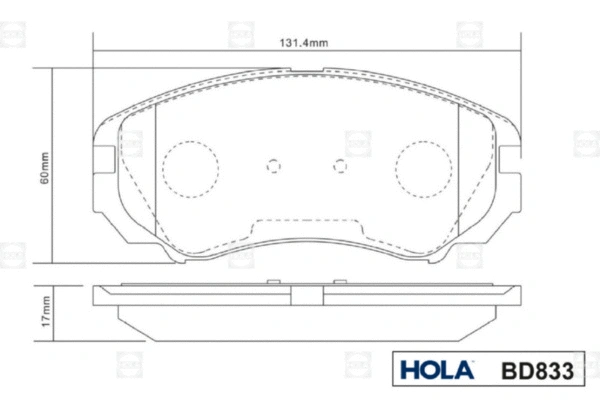 BD833 HOLA Комплект тормозных колодок, дисковый тормоз (фото 2)