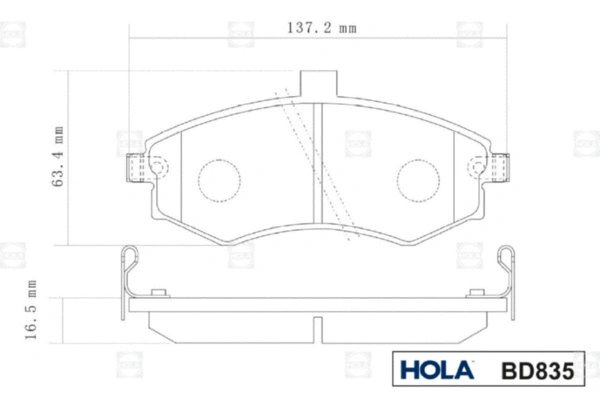 BD835 HOLA Комплект тормозных колодок, дисковый тормоз (фото 2)