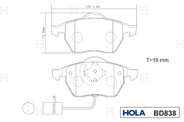 BD838 HOLA Комплект тормозных колодок, дисковый тормоз (фото 2)